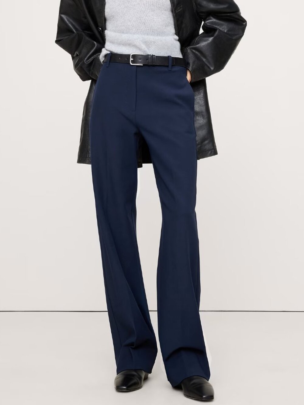NEW Banana Republic Navy Blue High-Rise Modern Straight Refined Trouser Pant 12R